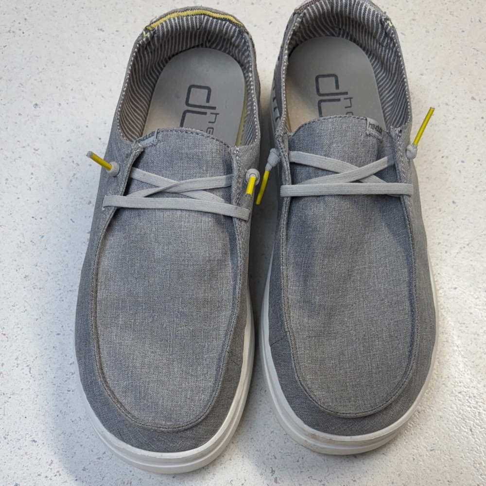 Hey Dude Women's Gray Loafers with White Soles